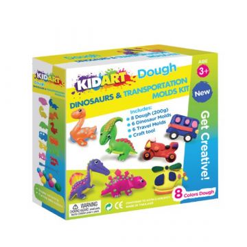 Kid Art: Dinók és járművek gyurma készlet, 8 színű