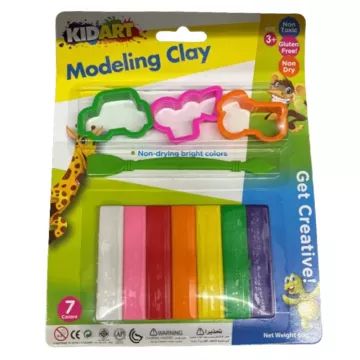 Kid Art: Set de plastilina para modelar, con moldes - 7 colores