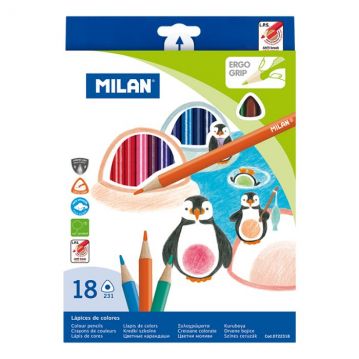 Milan: Háromszögletű színes ceruza -18 db-os