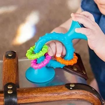Fat Brain Toys: Bijtring met rammelringen - turkoois - .afbeelding