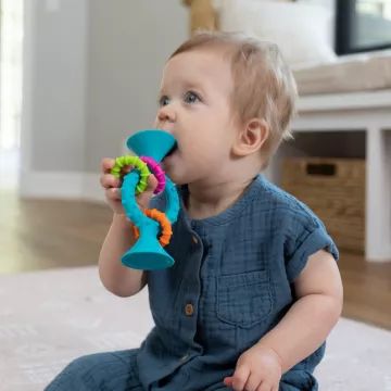 Fat Brain Toys: Bijtring met rammelringen - turkoois - .afbeelding