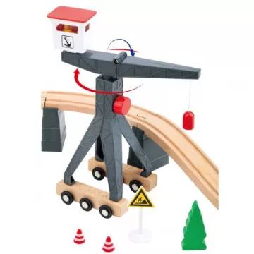 Tooky Toy: Conjunto de Pista de Madeira - Construção, 35 peças - .Imagem
