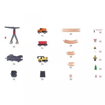 Set de construcție pentru suflet de copil: Tooky Toy Autostradă din lemn - 35 de piese. - .foto