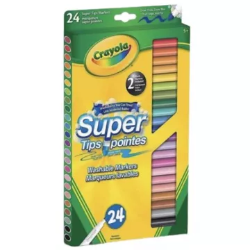 Crayola: Lemosható, vékonyhegyű filctoll készlet, 24 db-os