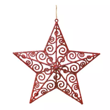 Csillag karácsonyfadísz, piros - 30 cm