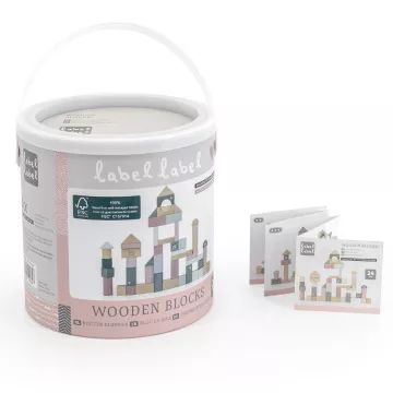 Label-Label: Fa építőkocka készlet - 50 db-os, rózsaszín - . kép
