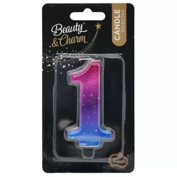 Belleza y Encanto: Vela numérica, diseño cielo nocturno - 1 - .imagen