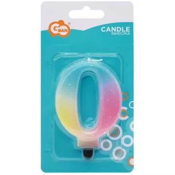 Beleza e Encanto: Vela de número pastel arco-íris - 0 - .Imagem