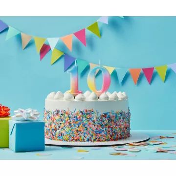 Beleza e Encanto: Vela de número pastel arco-íris - 0 - .Imagem