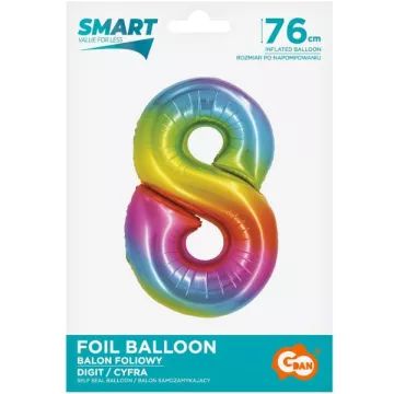 Balon u boji duge, 76 cm - broj 8 - .slika