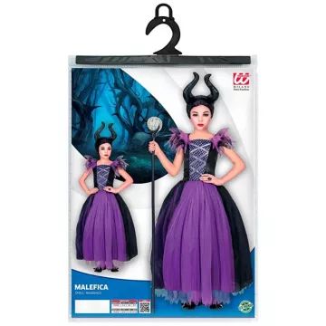 Lilla-sort heksekostume - størrelse 128 cm - .billede