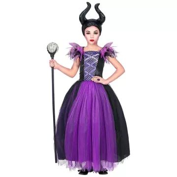 Disfraz de Bruja morado-negro - talla 128 cm - .imagen