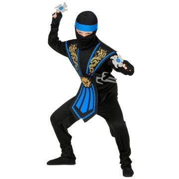 Kék harcos Ninja jelmez fegyverekkel - 140 cm