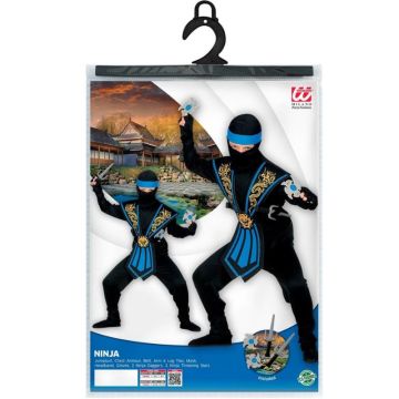 Kék harcos Ninja jelmez kiegészítőkkel - 140 cm - . kép