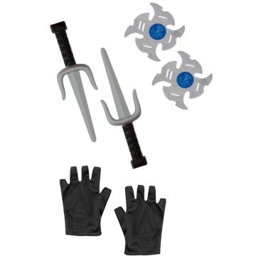 Kék harcos Ninja jelmez fegyverekkel - 158 cm - . kép