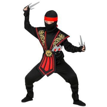 Piros harcos Ninja jelmez fegyverekkel - 116 cm - . kép