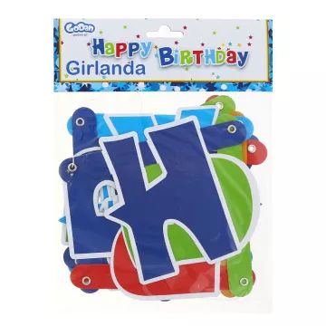 Girlanda z napisom Happy Birthday - modra, 1,8 m - .slika