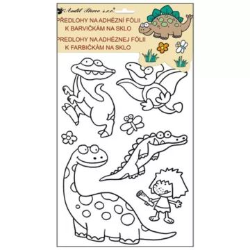 Dinó mintájú kontúrmatrica üvegfestéshez - 30 x 21 cm, többféle - . kép