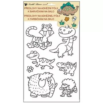 Dinó mintájú kontúrmatrica üvegfestéshez - 30 x 21 cm, többféle - . kép