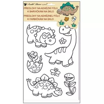 Dinó mintájú kontúrmatrica üvegfestéshez - 30 x 21 cm, többféle - . kép