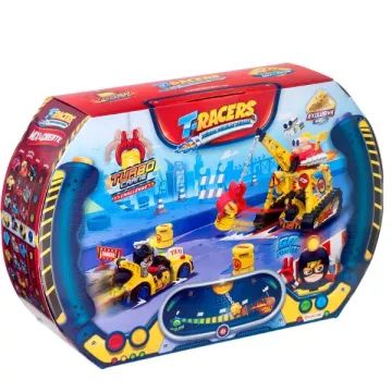 T-Racers: Conjunto de jogo guindaste turbo com super-carro - .Imagem