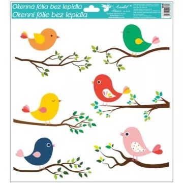 Madarak és virágok ablakmatrica - 33 x 30 cm, többféle - . kép