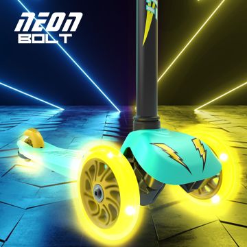 Yvolution: Neon Bolt monopattino a tre ruote con ruote luminose - Verde - .immagine