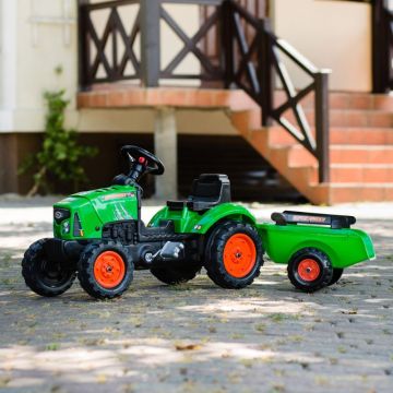 Falk: Zielony ciągnik Supercharger z przyczepą - .zdjęcie 