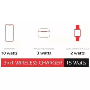 Swissten: Vezeték nélküli töltőállomás, 3 az 1-ben, fekete, 15 W - . kép