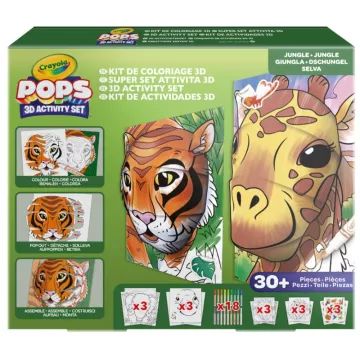 Conjunto mega de Crayola POPs 3D de 3 libros para colorear - jungla