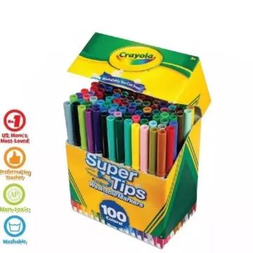 Crayola: Conjunto de Marcadores Laváveis SuperTips - 100 unidades - .Imagem