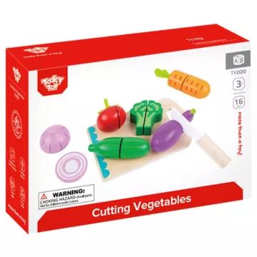 Tooky Toy: Zöldségszeletelő játékszett, fa - . kép