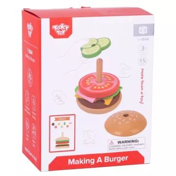 Tooky Toy: Hamburgerkészítő építőjáték, fa - . kép