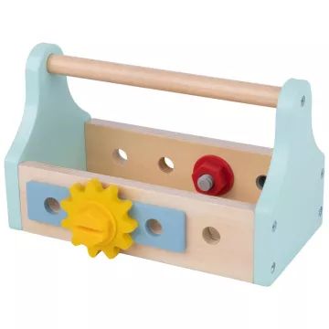 Tooky Toy: Przenośny drewniany zestaw majsterkowicza - 18 elementów - .zdjęcie 