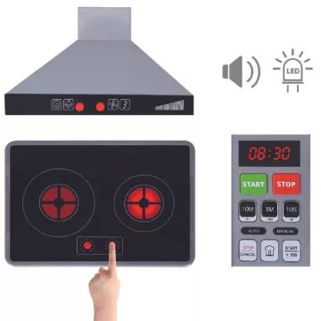 Tooky Toy: Cozinha de madeira com micro-ondas embutido - .Imagem