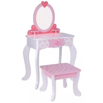 Tooky Toy: Dřevěný toaletní stolek se srdíčkovou výzdobou - .obrázek