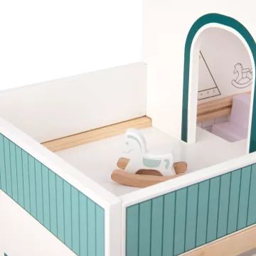 Tooky Toy: Kétemeletes babaház figurákkal, fa - . kép