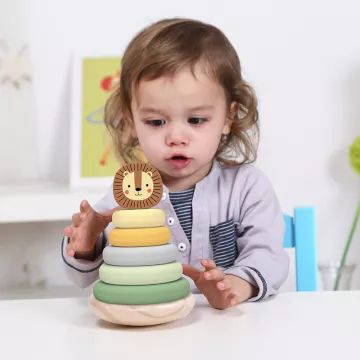 Tooky Toy: Torre Montessori com estampa de leão - .Imagem