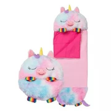 Happy Nappers : Sac de couchage et coussin 2 en 1 - Licorne arc-en-ciel, 137 cm - .image