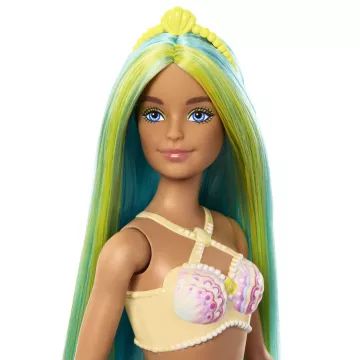 Barbie Dreamtopia: Színes hajú sellő baba kék uszonnyal - . kép