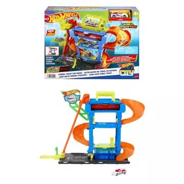 Hot Wheels City : Circuit lave-auto à étages avec petite voiture change-couleur - .image