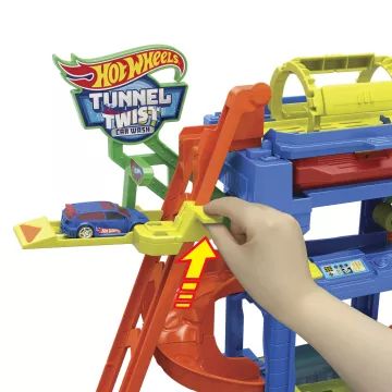 Hot Wheels City: Etageret bilvaskesæt med farveskiftende lille bil - .billede
