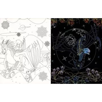 Rejtőzködő sárkányok - Kifestőfüzet kaparós és színezős oldalakkal - . kép