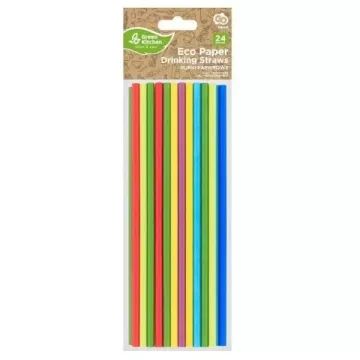 Gekleurde papieren rietjes, 20 cm - 24 stuks - .afbeelding