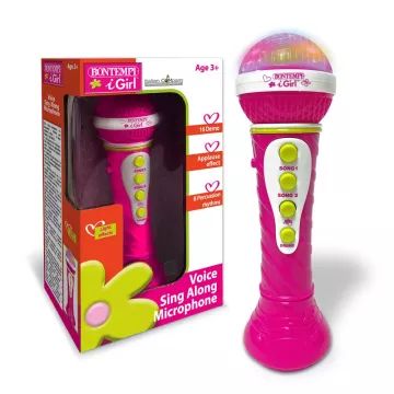 Bontempi: Karaoke speelgoedmicrofoon met lichteffecten - roze - .afbeelding