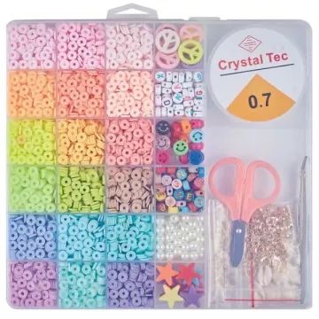 Karkötőkészítő készlet agyaggyöngyökkel - szivárvány színű - . kép