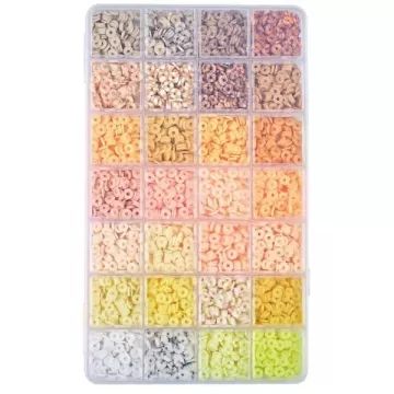 Conjunto de pérolas de argila para fazer pulseiras - cores pastéis - .Imagem
