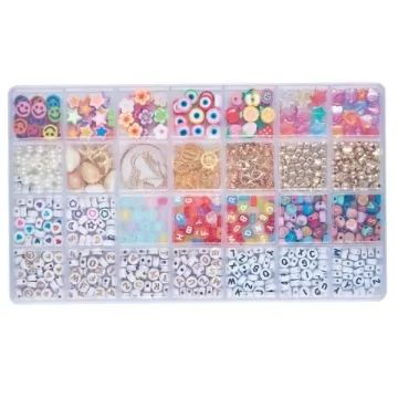 Mega karkötőkészítő készlet agyaggyöngyökkel - rózsaszín - . kép