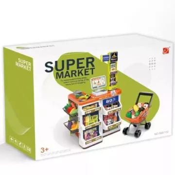 Speelgoed supermarktset met boodschappenkar – 60-delig - .afbeelding