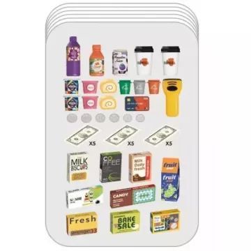 Supermarketu rotaļlietu komplekts ar kafijas automātu - 46 gab. - .attēls